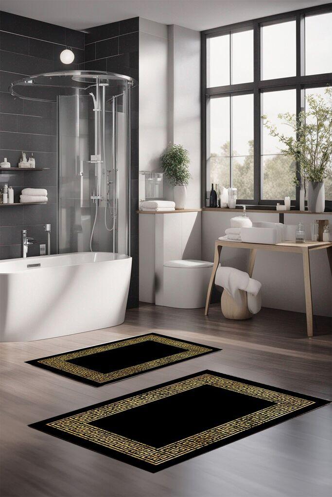 L'essentiel Maison Set Podloga za kupatilo CT-5007, Crno-zlatna