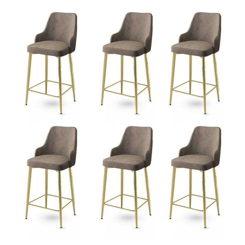 Hanah Home Set barskih stolica Enox, 6 komada, Bež-zlatni