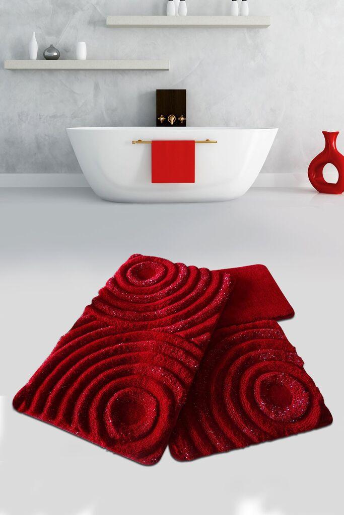L'essentiel Maison Prostirka za kupatilo Wave, 3 komada, Bordo