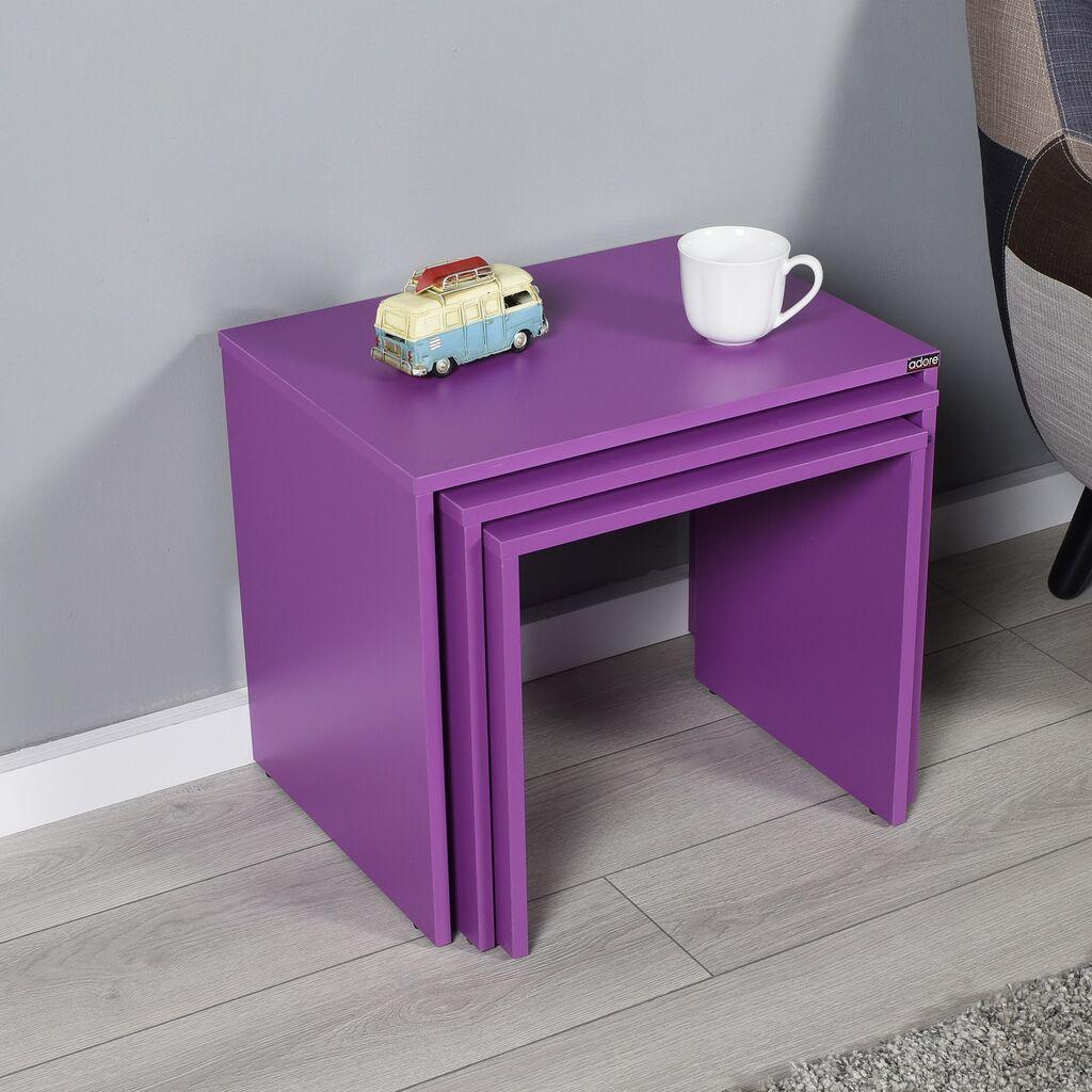 Hanah Home Set klub stočića Shp-103-Uu-1, 55x47x40 cm, 3 komada, Ljubičasti