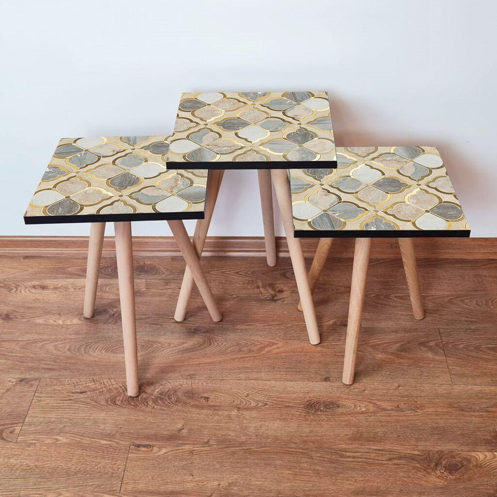 Hanah Home Set klub stočića 3Shp136, 3 komada, Šareni