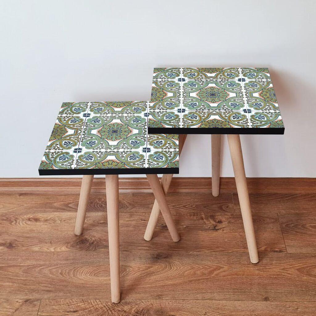 Hanah Home Set klub stočića 2Shp361, 2 komada, Šareni