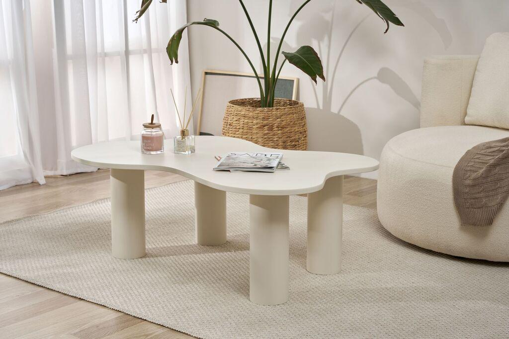 Hanah Home Klub sto Bloom, 110x40x70 cm, Krem