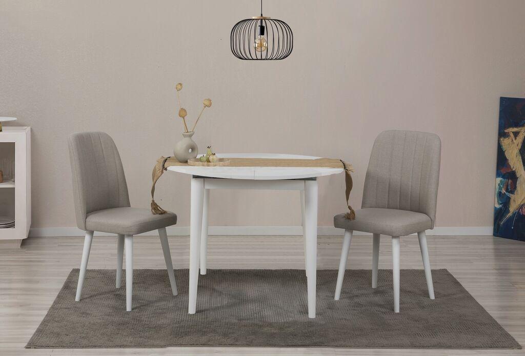 Hanah Home Set Trpezarijski sto i 2 trpezarijske stolice Vina 1005 3 v2, Beli