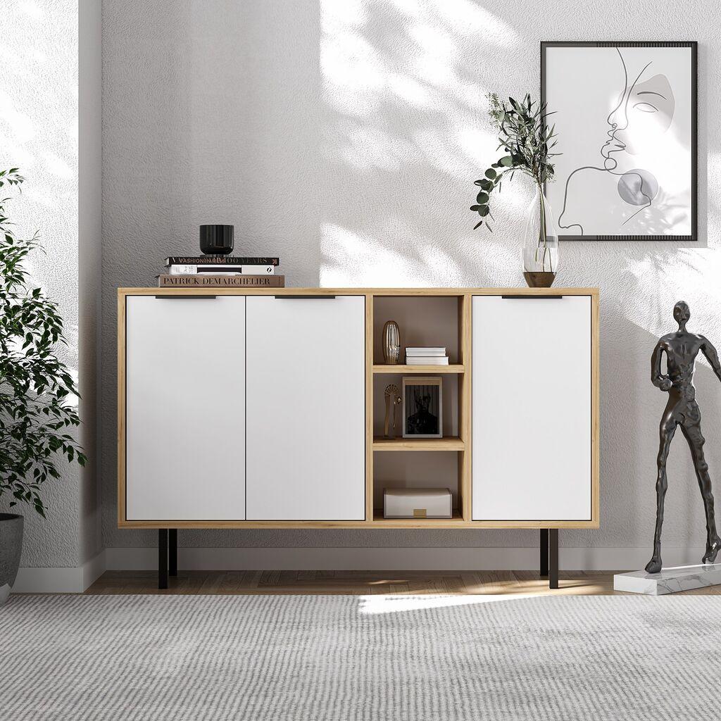 Hanah Home Konzola Viyana, 120x75x29,6  cm, Bela-hrast