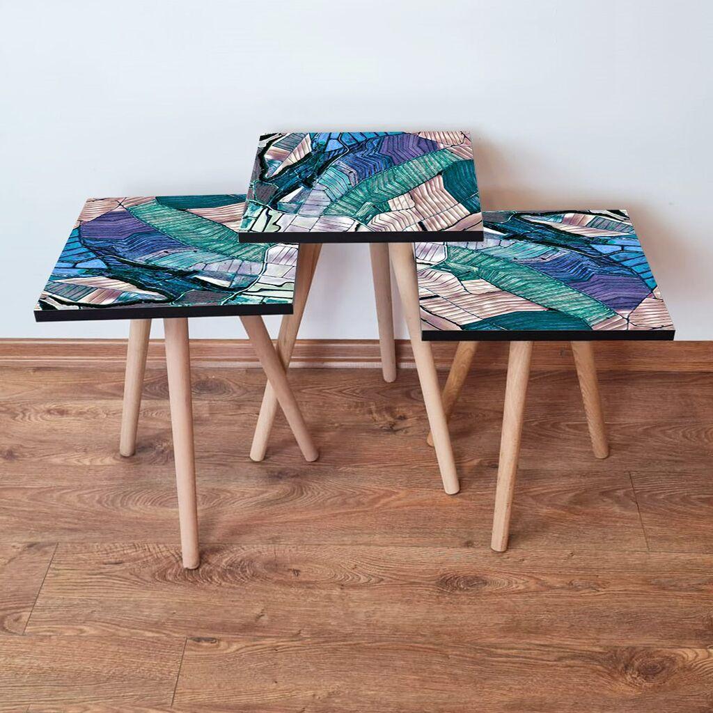 Hanah Home Set klub stočića 3Shp80, 3 komada, Šareni