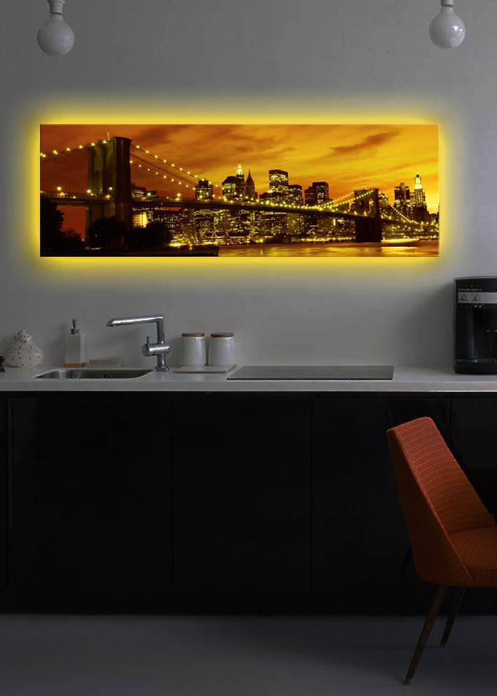 Wallity Slika na platnu sa LED osvetljenjem 30x90cm
