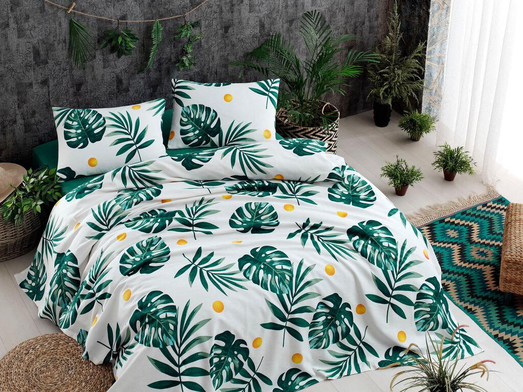 L'essentiel Maison Set Double prekrivač Monstera, 200x235cm, Zelena