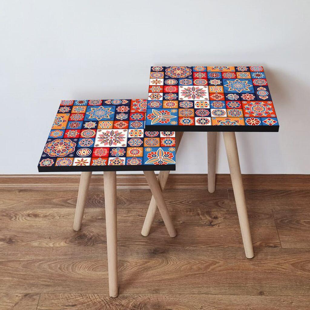 Hanah Home Set klub stočića 2Shp17, 2 komada, Šareni
