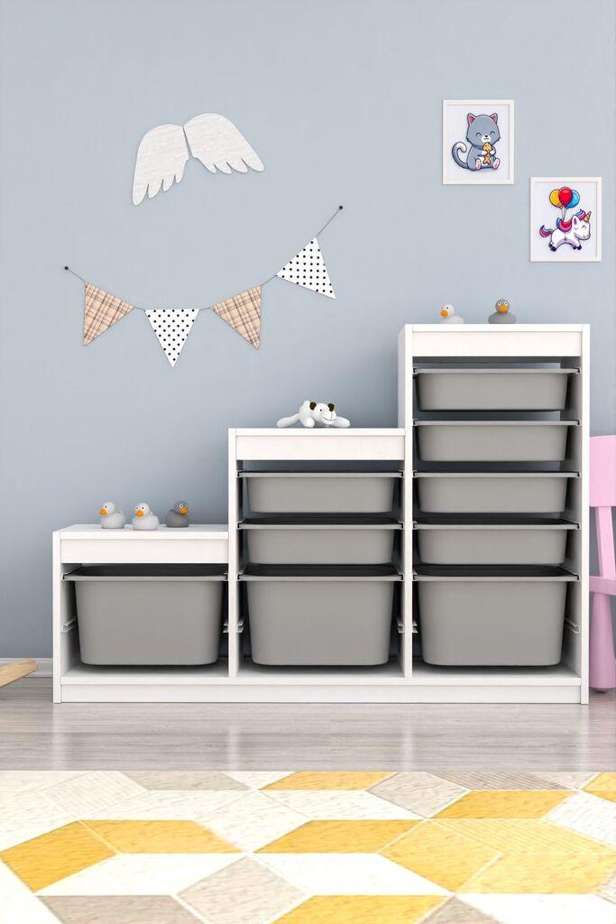 Hanah Home Višenamenska komoda Swiss, 132 x93 x30 cm, Belo-siva