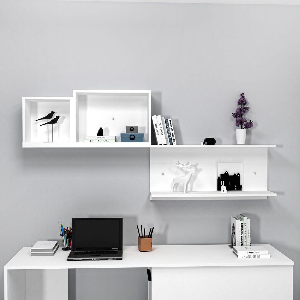 Hanah Home Zidna polica Akser, 180x80.4x19.6 cm, Bela