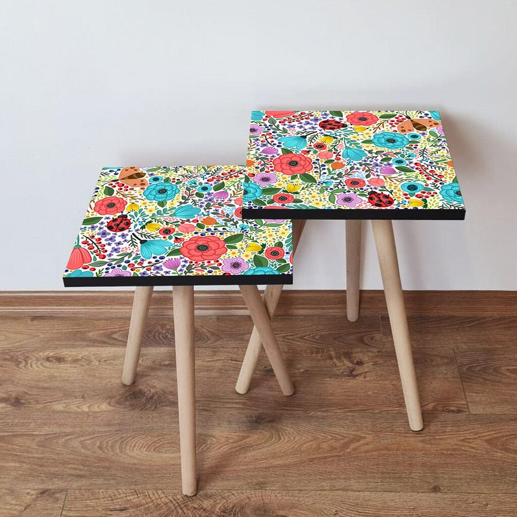 Hanah Home Set klub stočića 2Shp355, 2 komada, Šareni