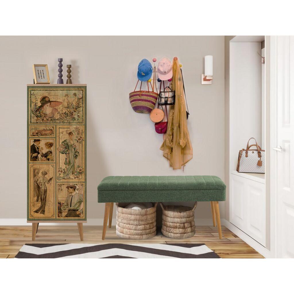 Hanah Home Set Nameštaj za hodnik Filinta 732 1070, Zeleni