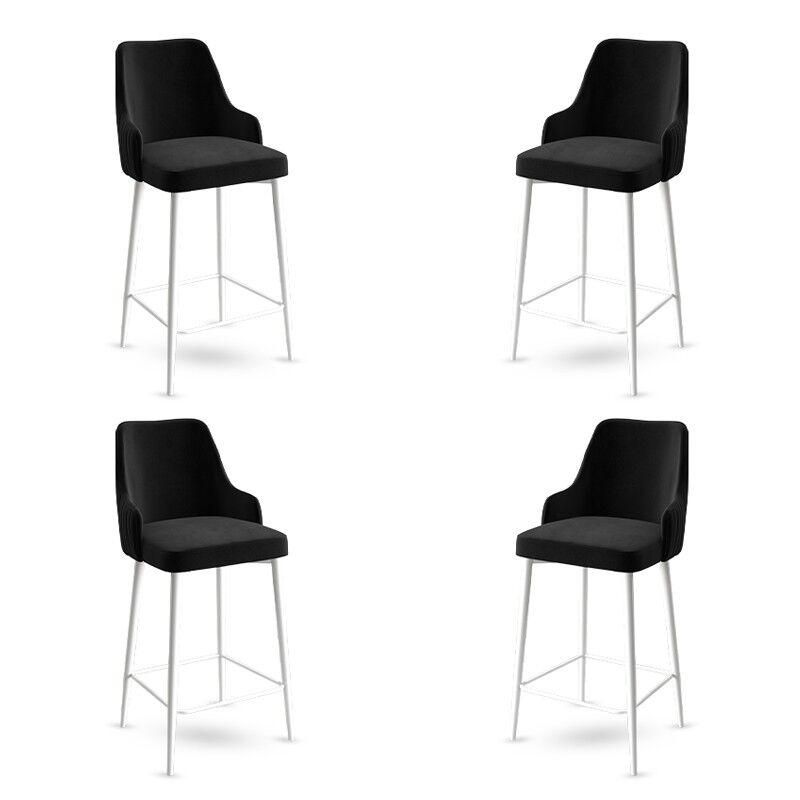 Hanah Home Set barskih stolica Enox, 4 komada, Crno-beli