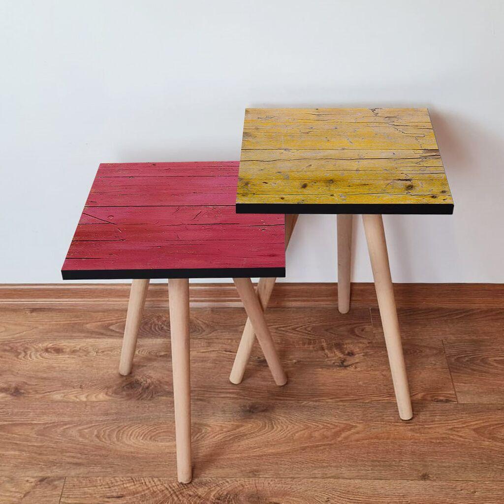 Hanah Home Set klub stočića 2Shp33, 2 komada, Šareni