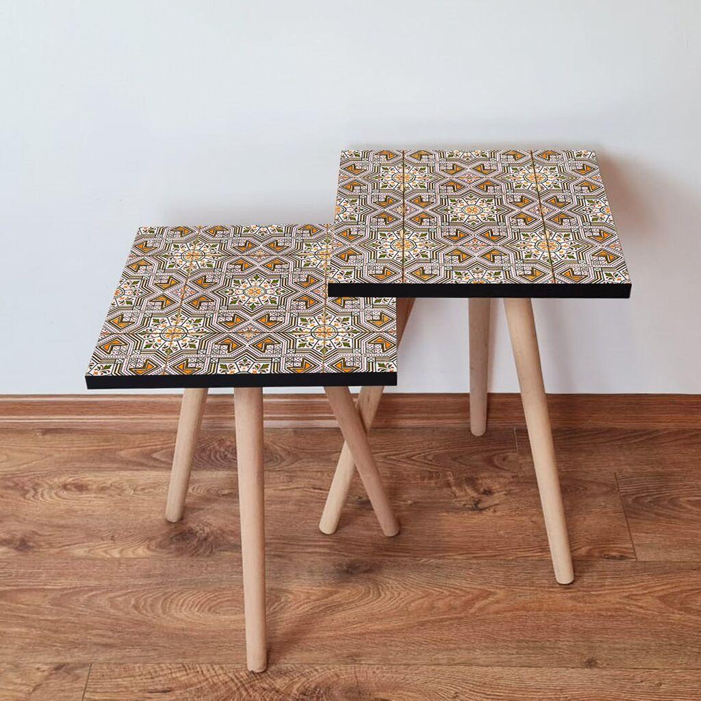 Hanah Home Set klub stočića 2Shp427, 2 komada, Šareni