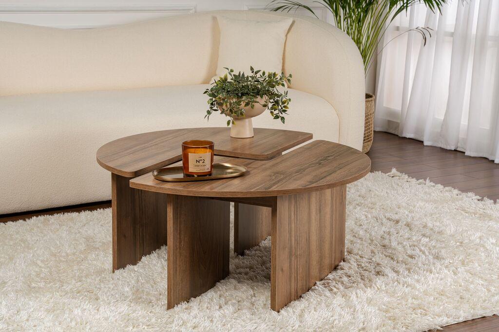 Nordure Klub sto Moira, O90x41cm, Braon