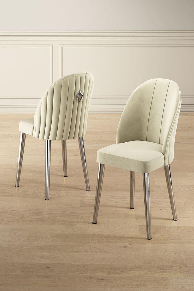 Hanah Home Set stolica Mara, 45x91x42 cm, 4 komada, Srebrno-krem boje