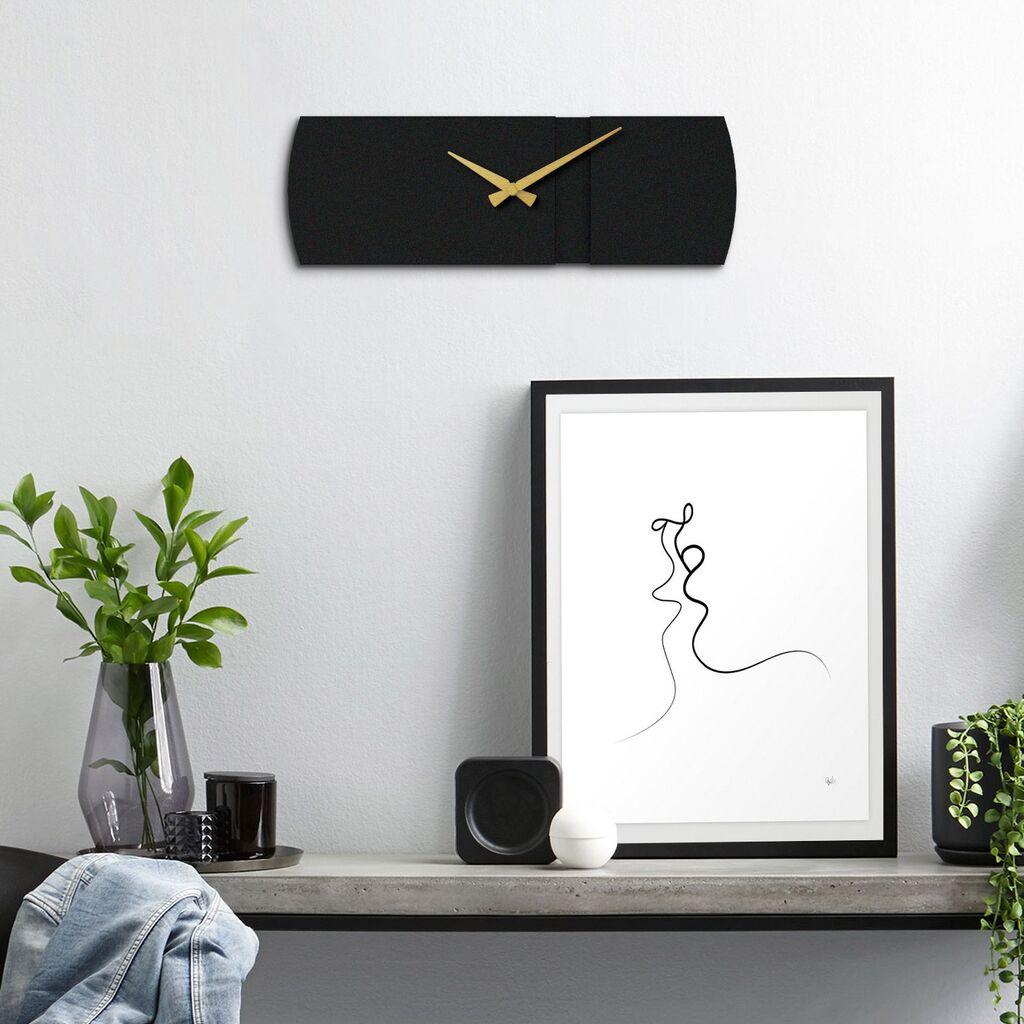 Wallity Zidni sat 49x16cm Crno-Zlatni