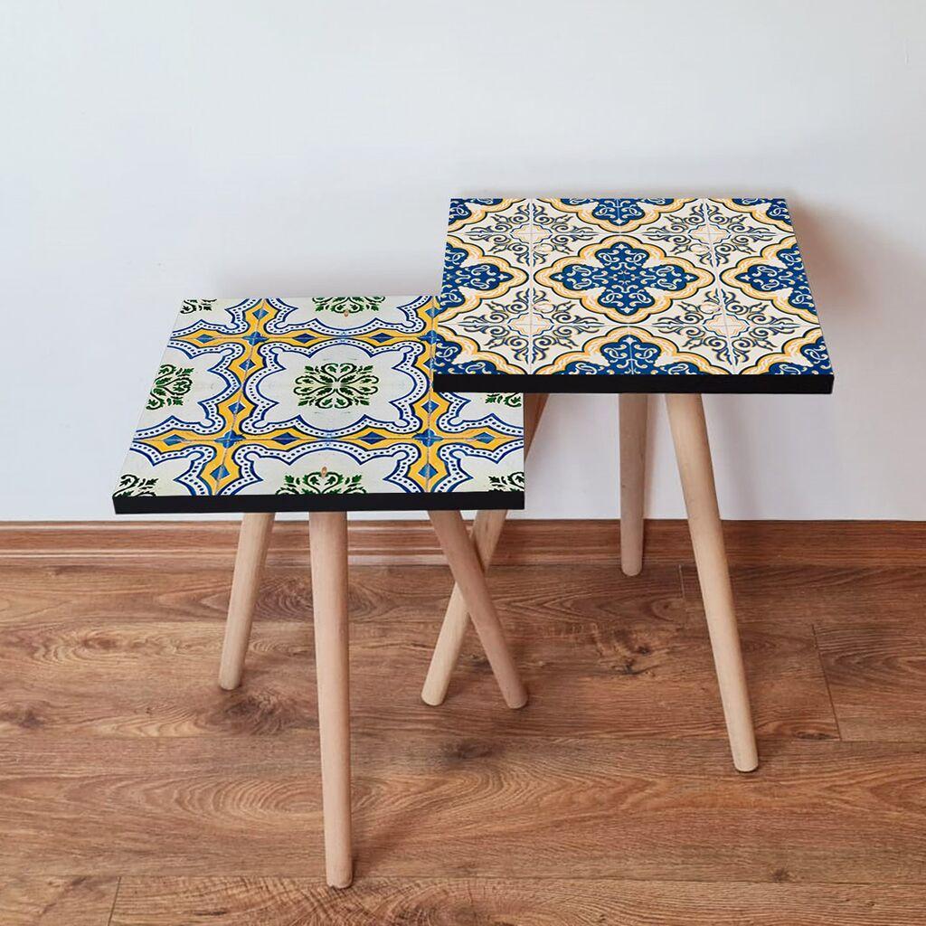 Hanah Home Set klub stočića 2Shp296, 2 komada, Šareni