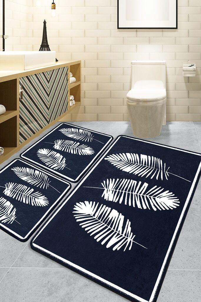 L'essentiel Maison Set 3 prostirke za kupatilo Crni