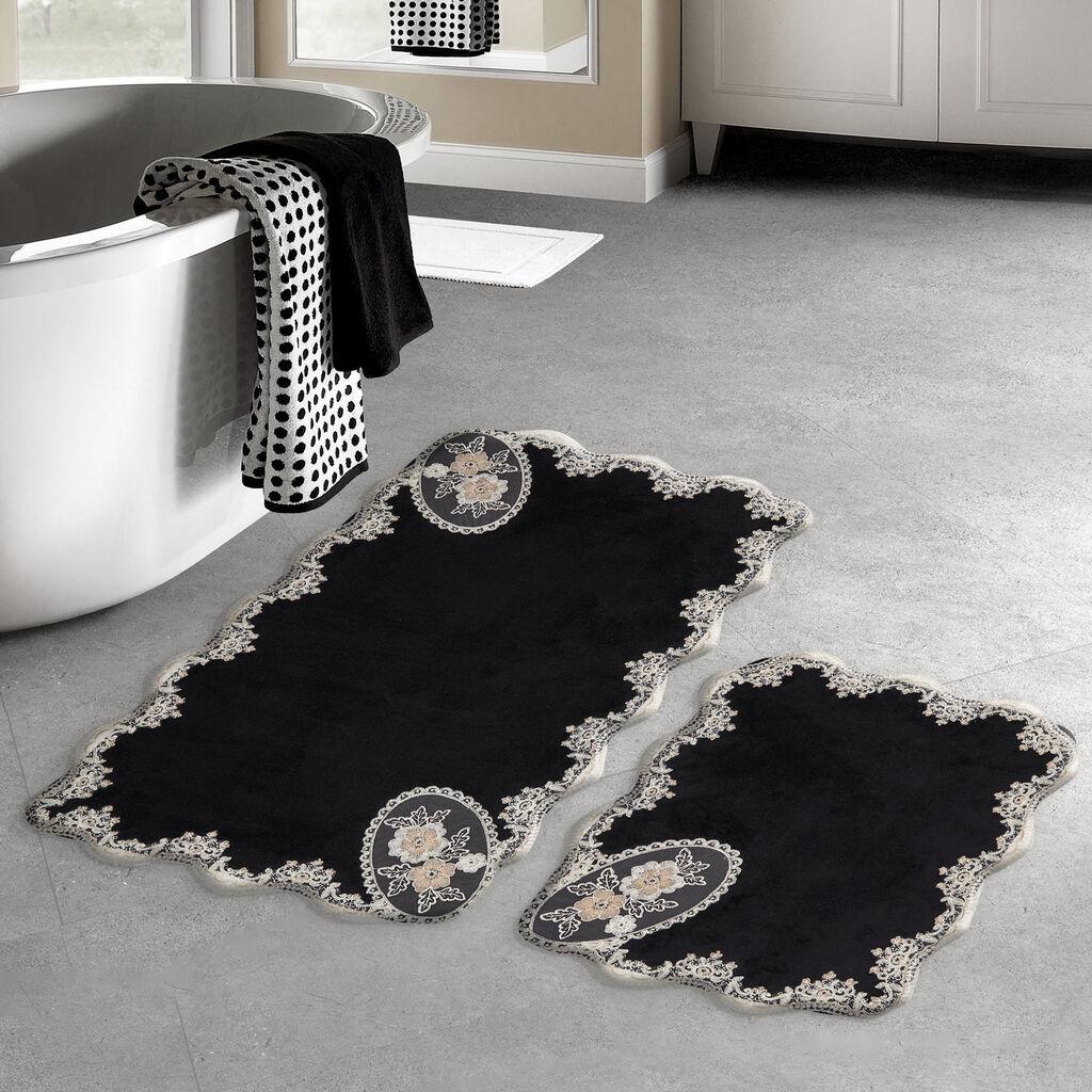 L'essentiel Maison Set 2 prostirke za kupatilo Crno-Beli