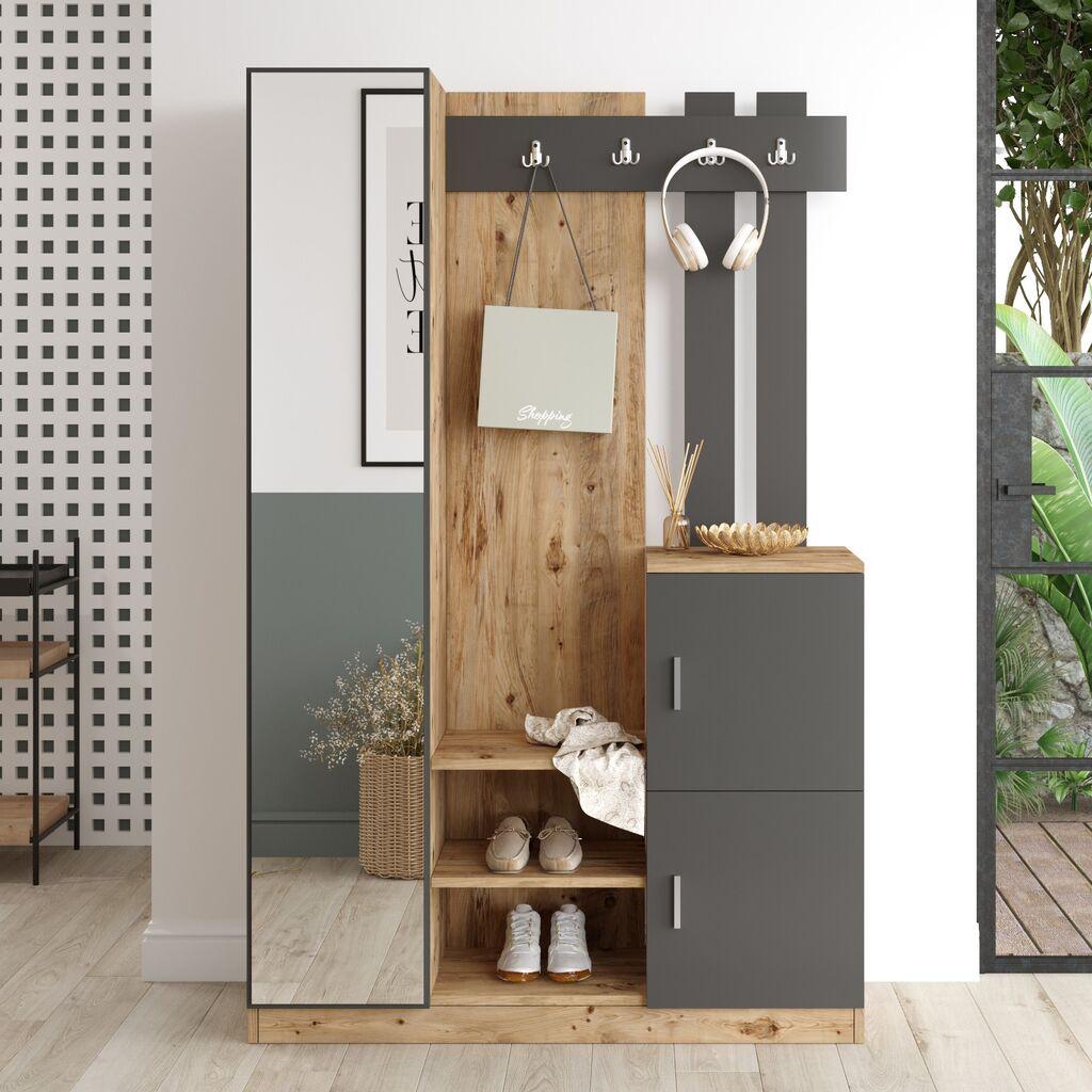 Hanah Home Komplet predsoblja Dd7-Aa, 113.6x37.5x179.7 cm, Antracit