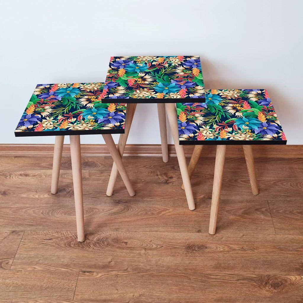 Hanah Home Set klub stočića 3Shp214, 3 komada, Šareni