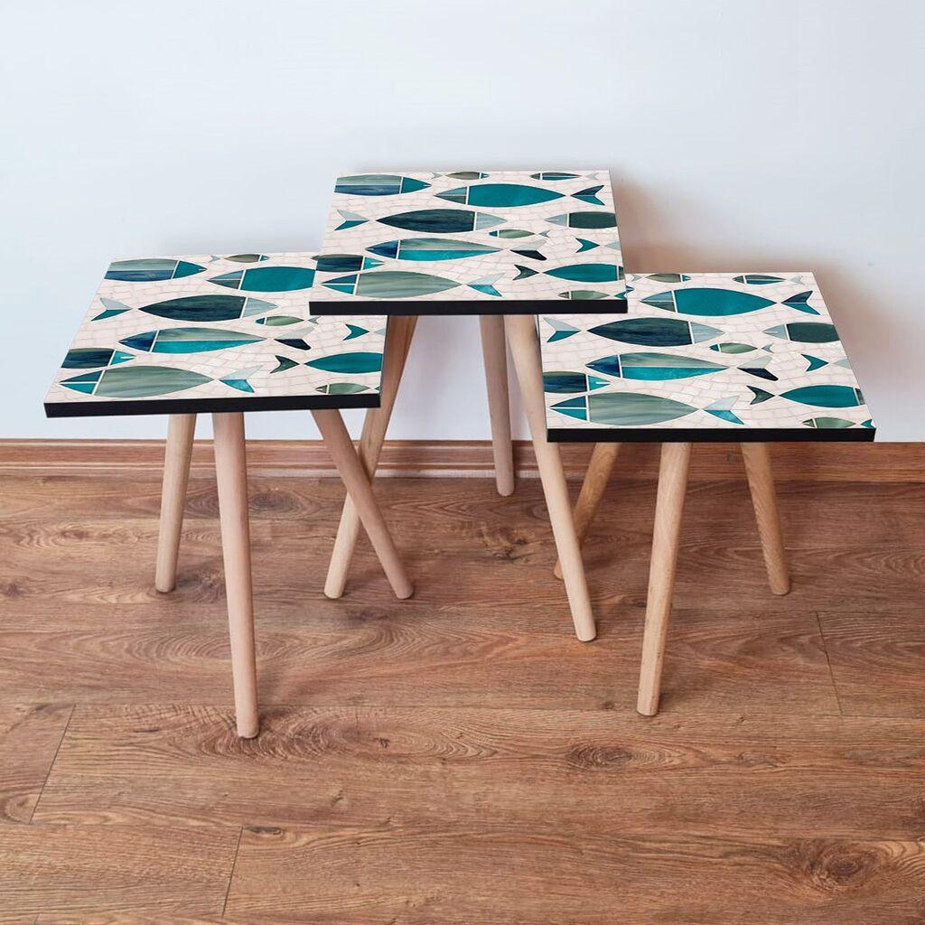 Hanah Home Set klub stočića 3Shp269, 3 komada, Šareni