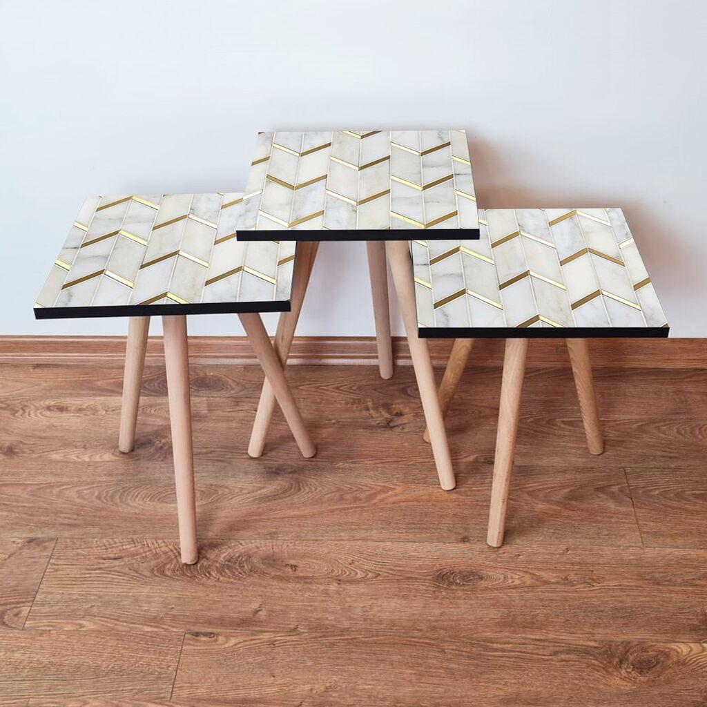 Hanah Home Set klub stočića 3Shp273, 3 komada, Šareni
