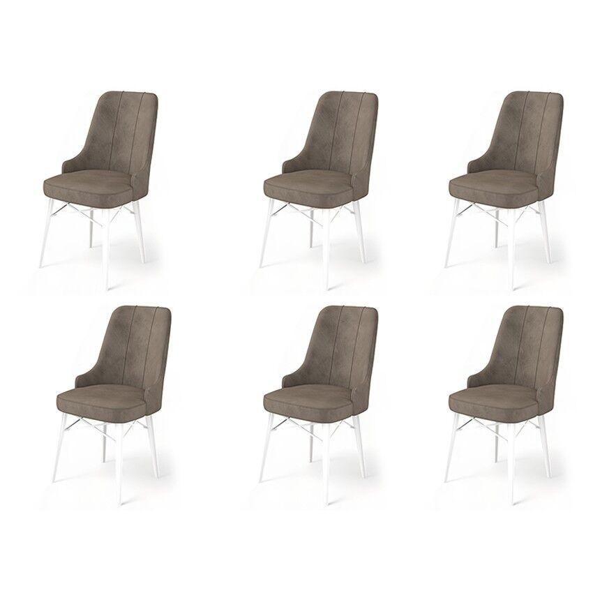 Hanah Home Set stolica Pare, 46x94x46 cm, 6 komada, Belo-smeđe