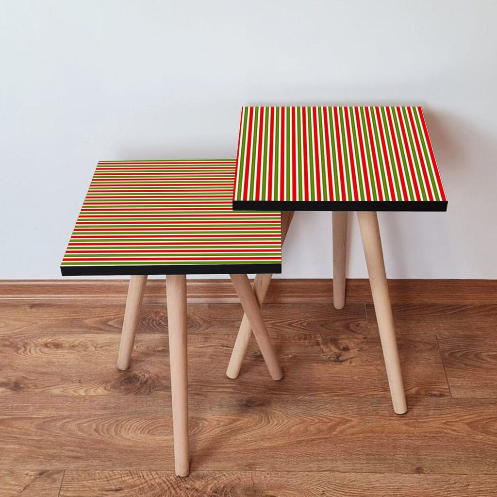 Hanah Home Set klub stočića 2Shp415, 2 komada, Šareni