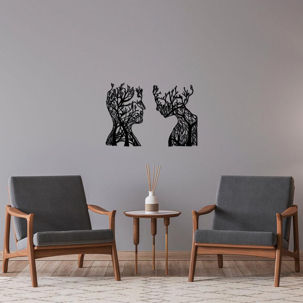 Wallity Zidna dekoracija Tree Man And Woman-325, 27x43cm 28x38cm 1.5 mm, Crna