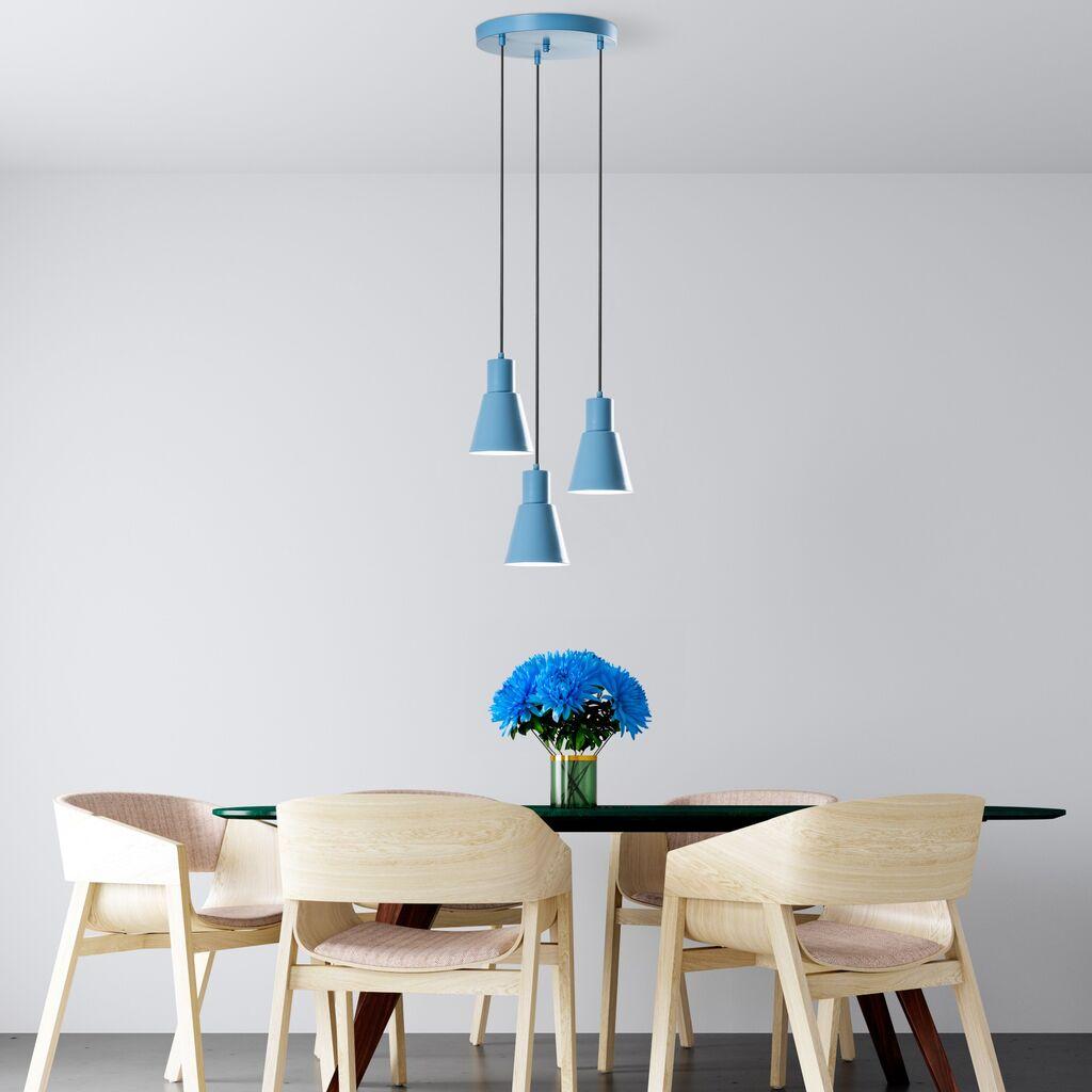 Opviq Luster Konikkem-6357-3, 75-114cm, 40 cm, 3xE27, Plavi