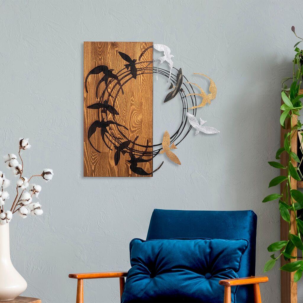 Wallity Zidna dekoracija Spiral Birds 2, 58 x 58 cm,  Smeđa