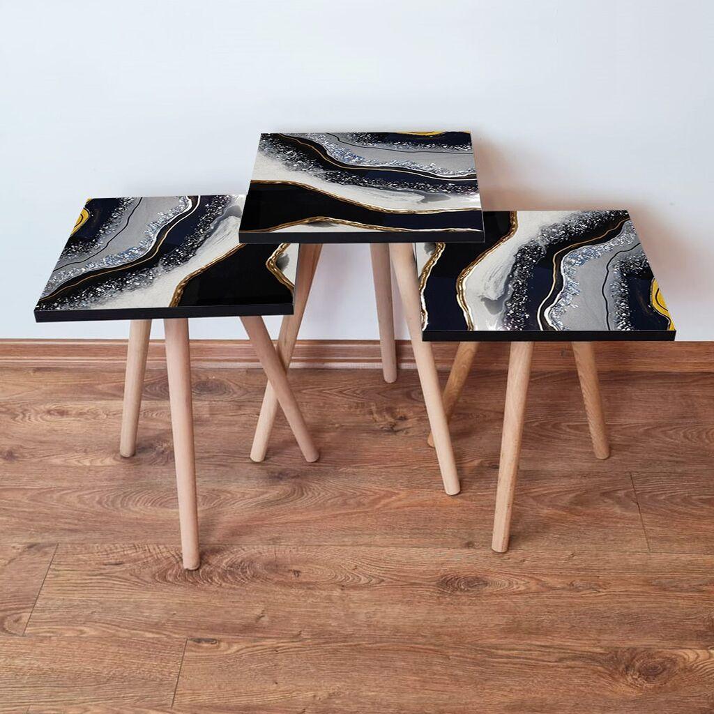 Hanah Home Set klub stočića 3Shp285, 3 komada, Šareni
