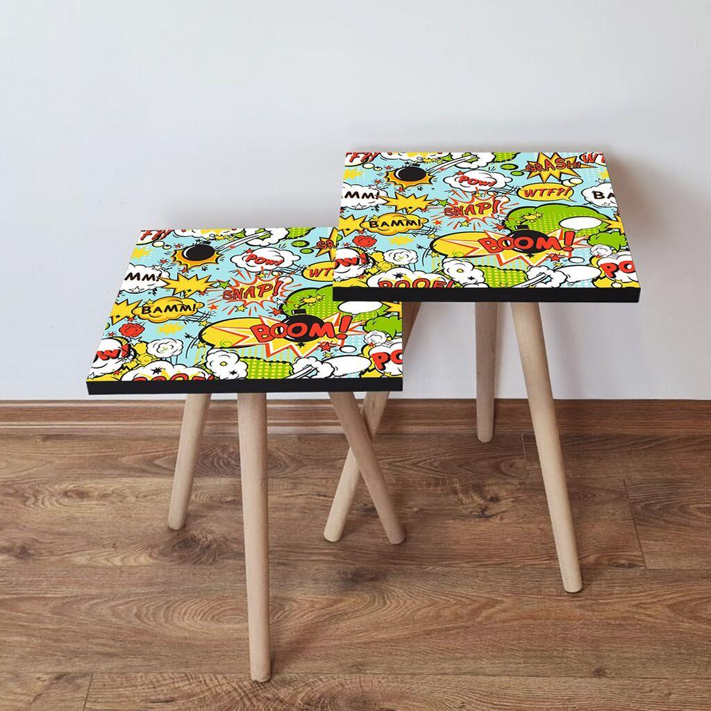 Hanah Home Set klub stočića 2Shp11, 2 komada, Šareni