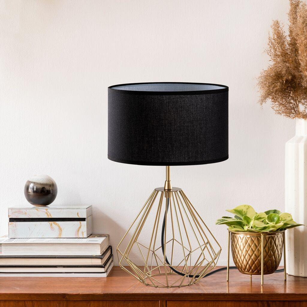 Opviq Stona lampa Diamond-S-710, 25x25x43 cm, IP20, Crno-zlatne boje
