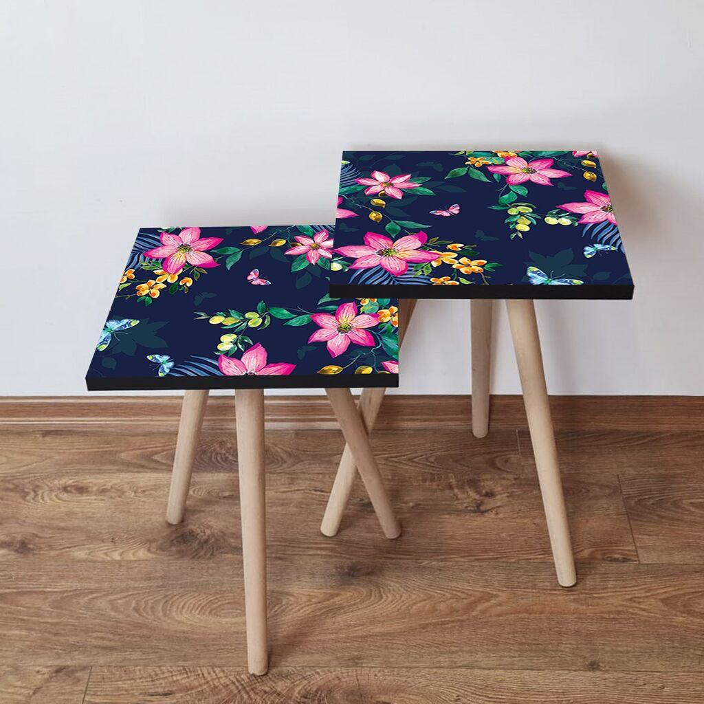 Hanah Home Set klub stočića 2Shp65, 2 komada, Šareni