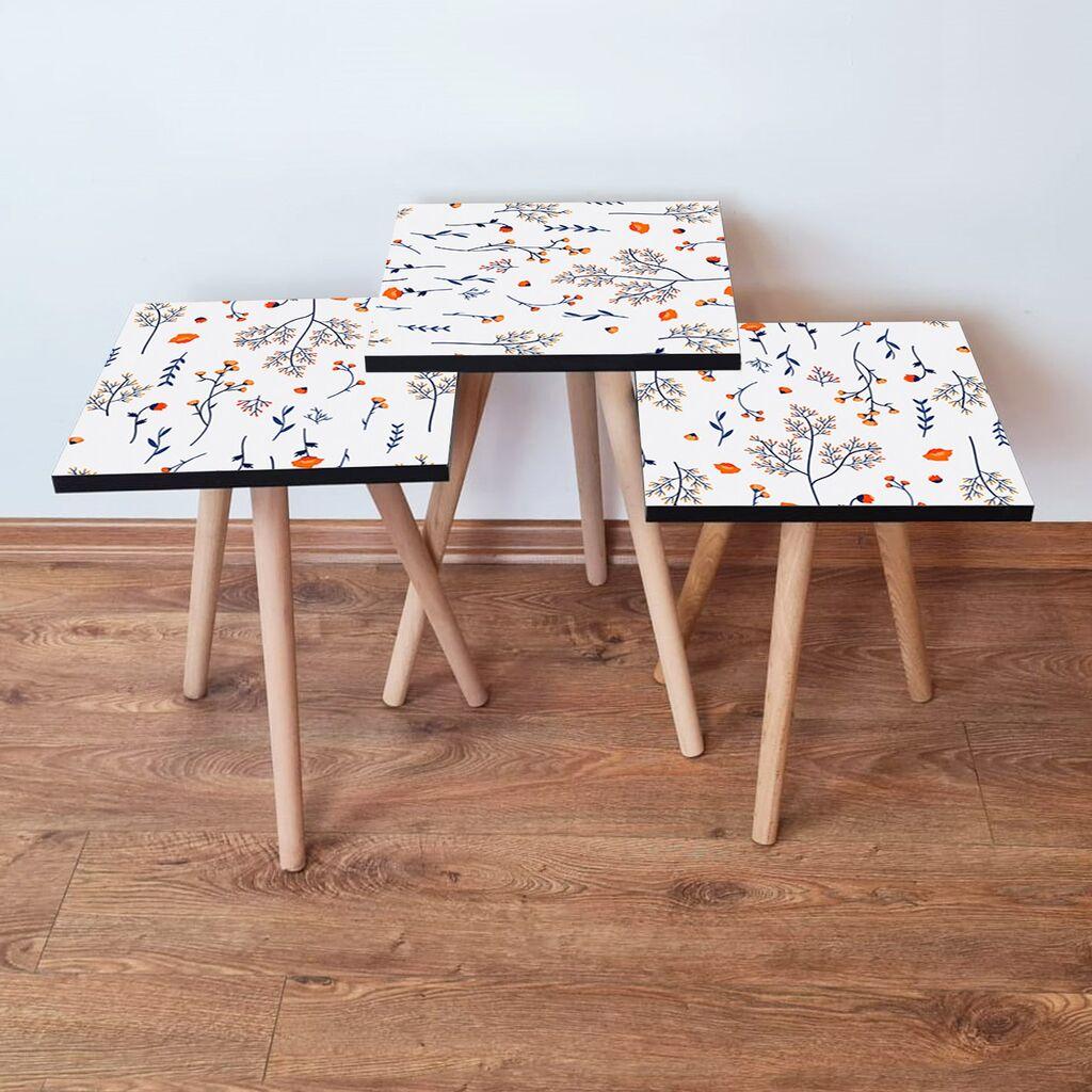 Hanah Home Set klub stočića 3Shp172, 3 komada, Šareni