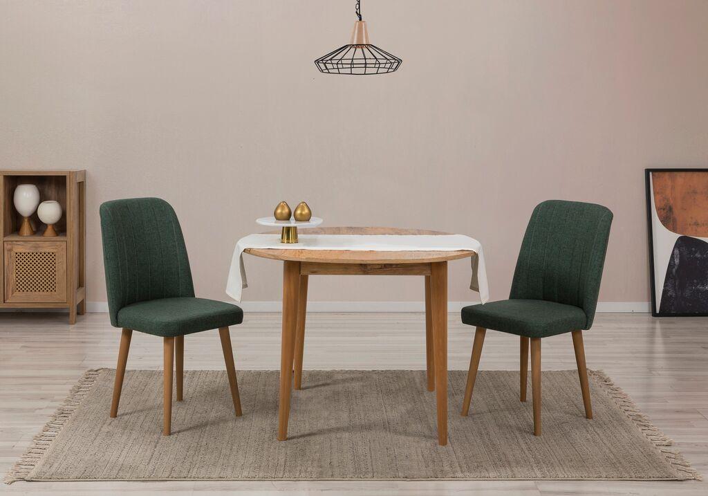 Hanah Home Vina 1070 Trpezarijski sto i stolice, Braon-Zelena