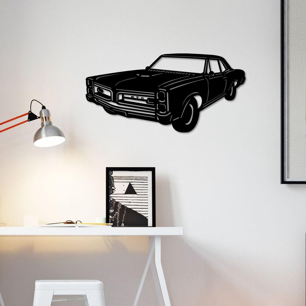 Wallity Zidna dekoracija Pontiac GTO 1966 Vintage, 60 x 30 cm,  Crna