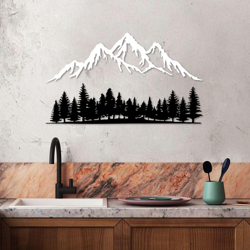 Wallity Zidna dekoracija Nature And Mountain - 4, 70 x 40 cm,  Crna