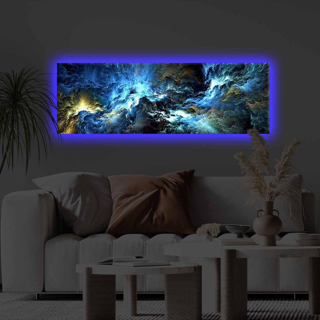 Wallity Slika na platnu sa LED osvetljenjem 30x90cm