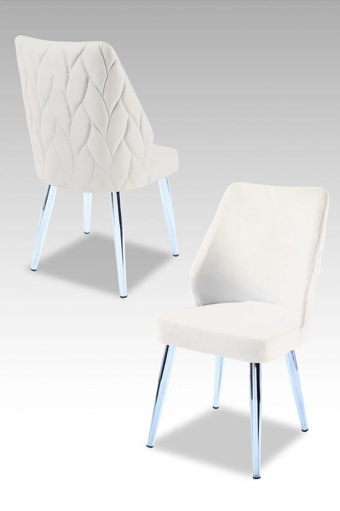 Hanah Home Set stolica Pufi, 48x90x43 cm, 4 komada, Srebrno-krem boje
