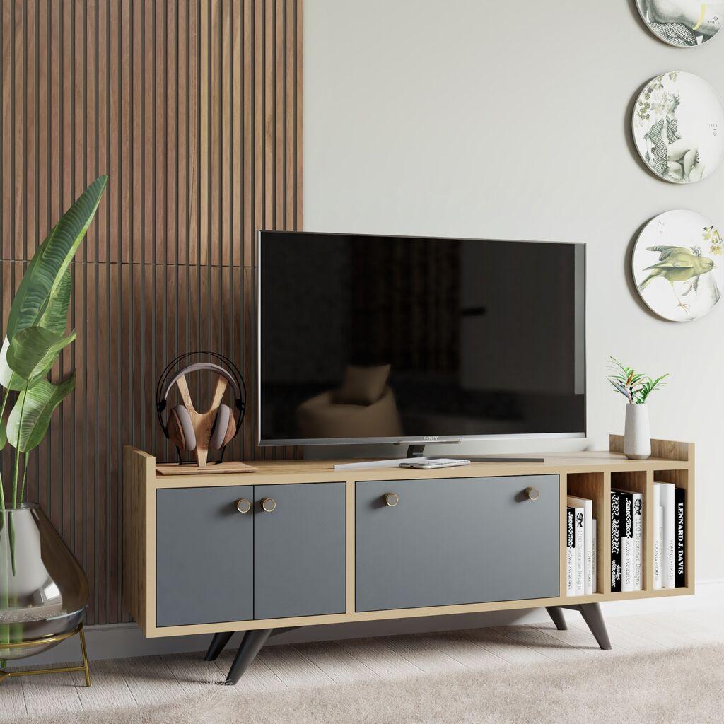 Hanah Home TV Komoda Maribor, 150x40x62 cm, Antracit-Hrast