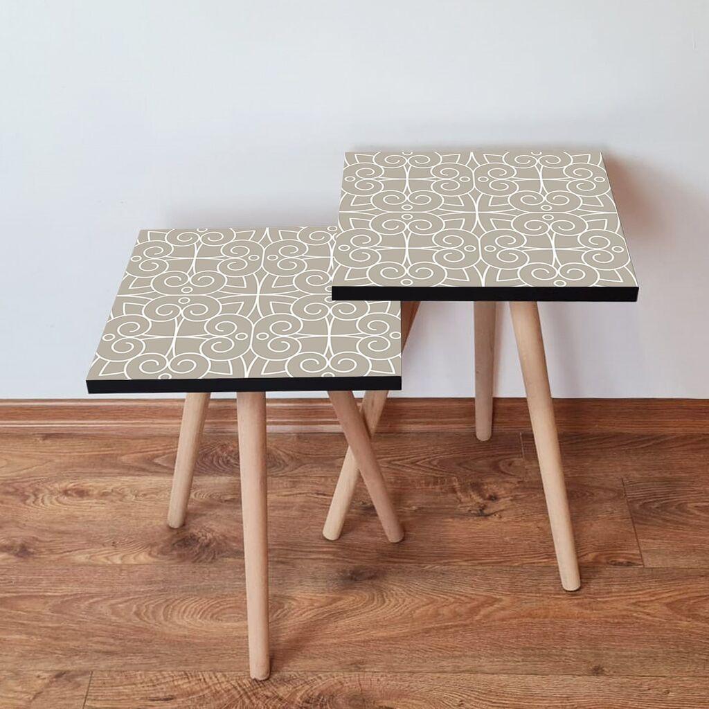 Hanah Home Set klub stočića 2Shp363, 2 komada, Šareni