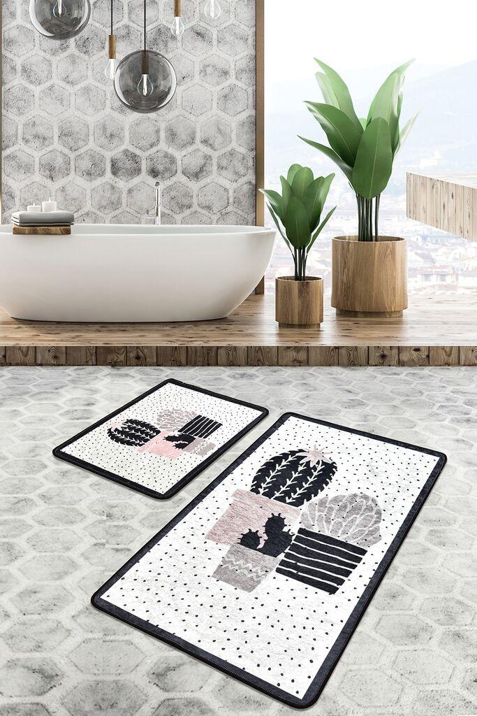 L'essentiel Maison Set 2 prostirke za kupatilo Crno-Beli