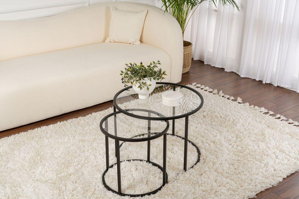 Nordure Klub sto-set Aurum, 60x60x43cm, 2 komada, Crni