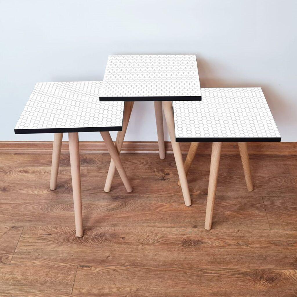 Hanah Home Set klub stočića 3Shp399, 3 komada, Šareni